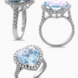 Anello cuore acquamarina