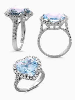 Anello cuore acquamarina