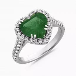 Anello cuore smeraldo e brillanti