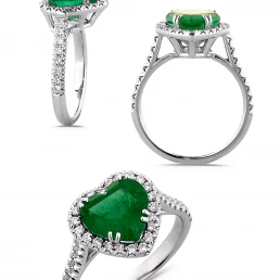 Anello cuore smeraldo e brillanti